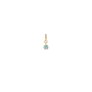 14k aquamarine charm pendant with spring ring