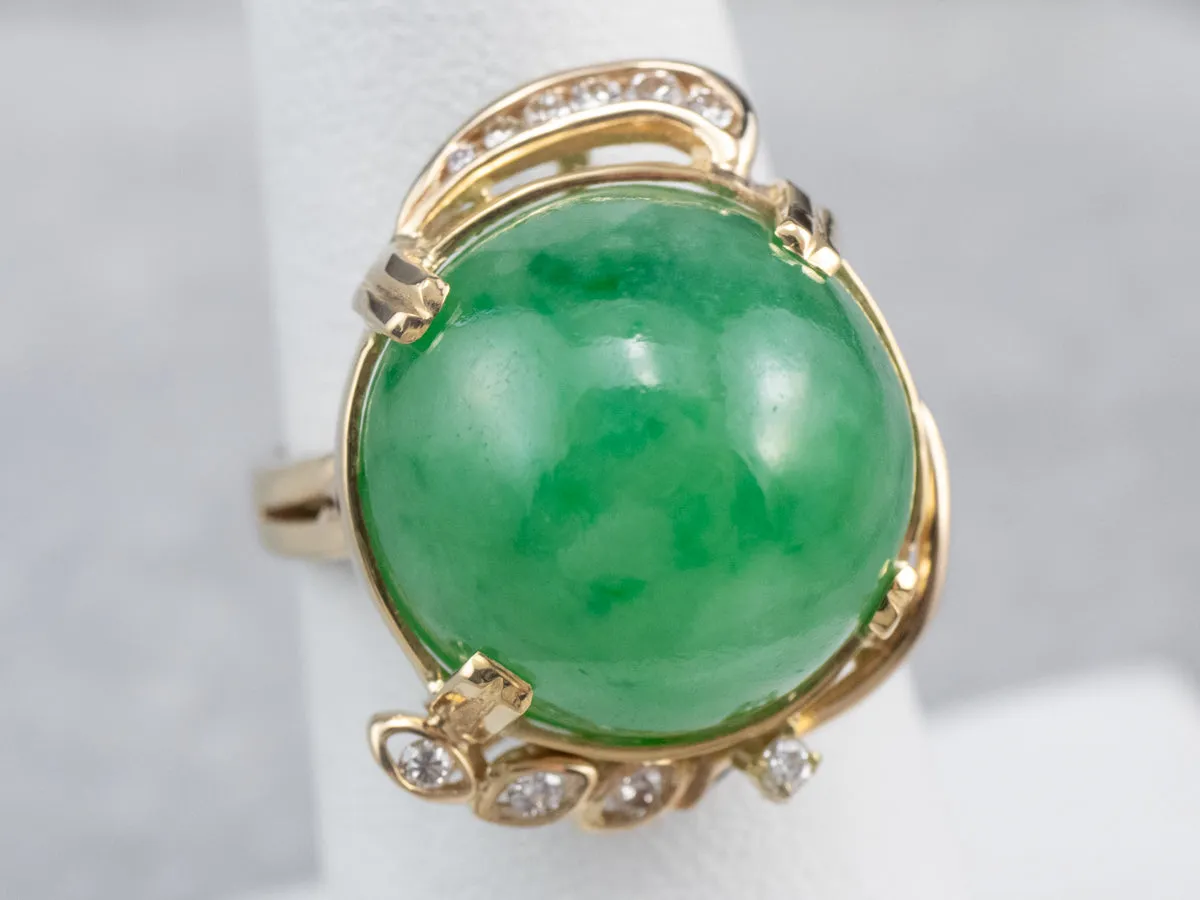 18K Gold Jade and Diamond Cocktail Ring