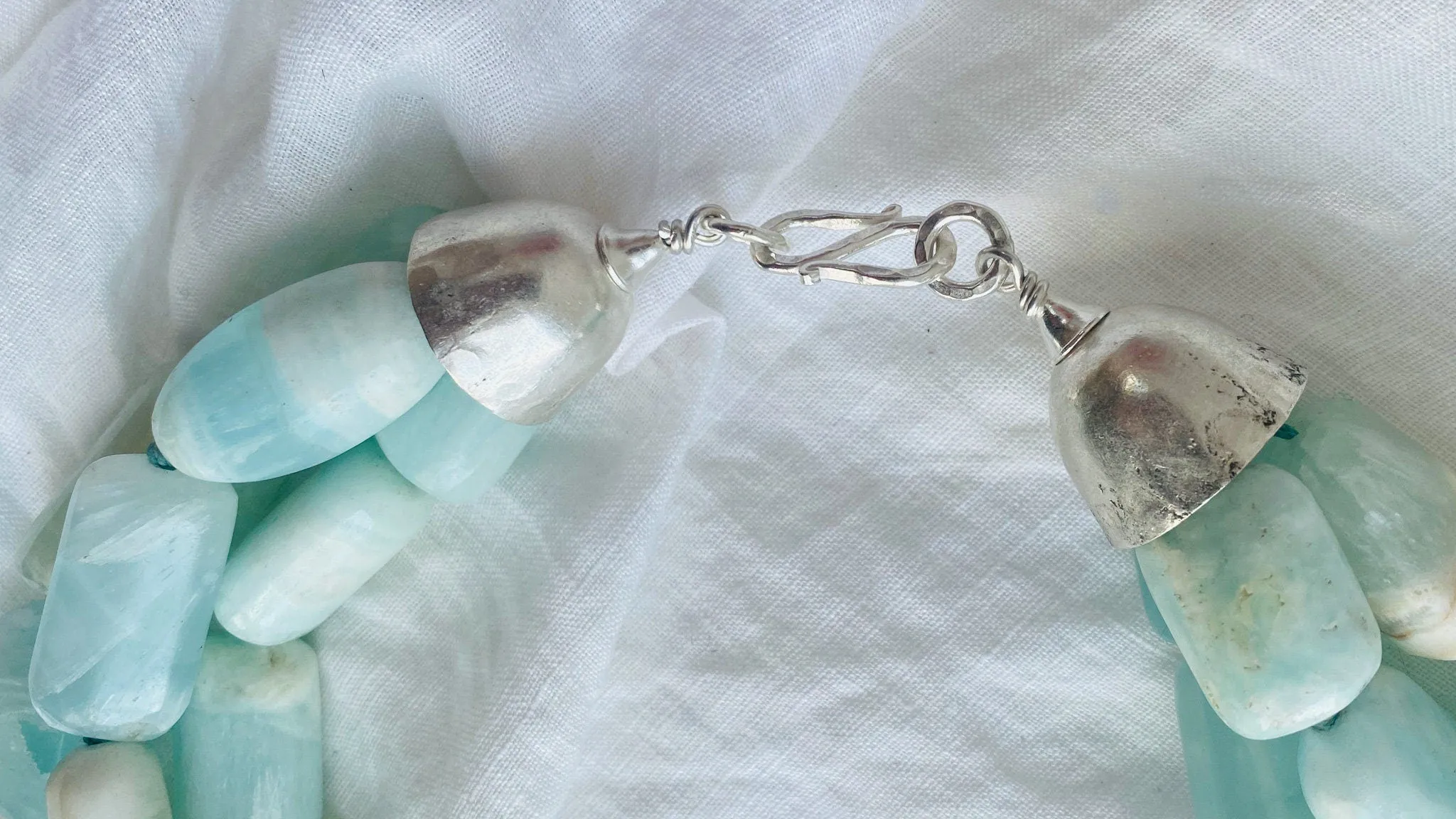Aquamarine and Silver Multi-Strand Necklace.