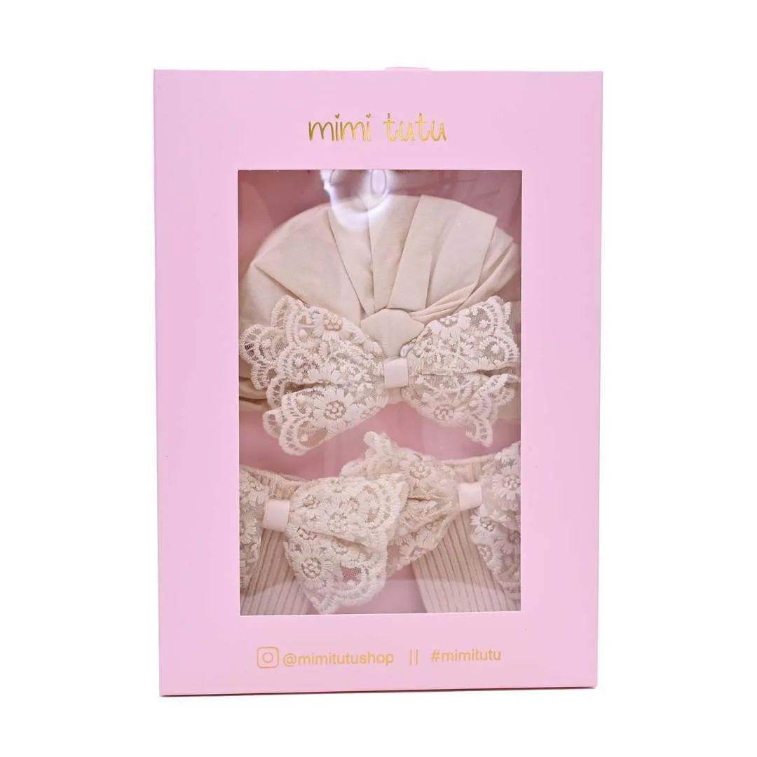 Beige Lace Bow Gift Set