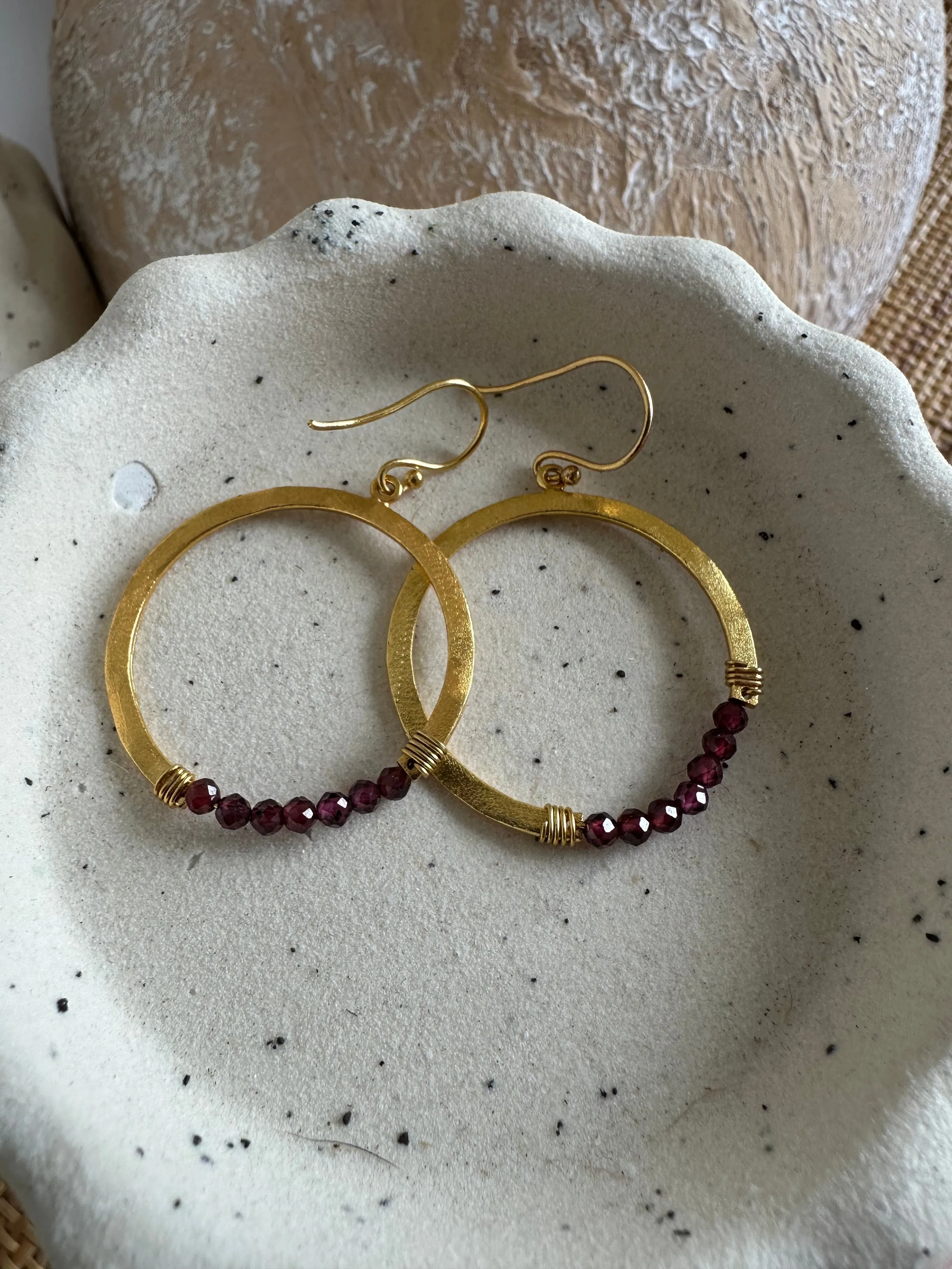 Crystal hoops ~ Garnet
