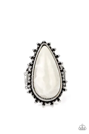 Down-to-Earth Essence - White Ring - Paparazzi Accessories