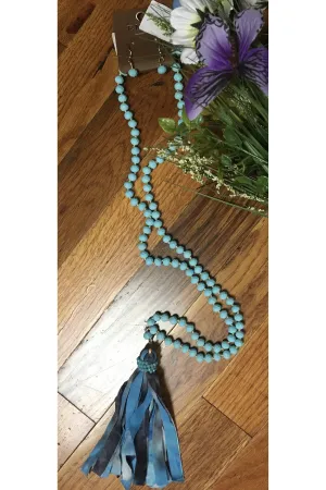Emma Blue Tie Dye Tassel Necklace