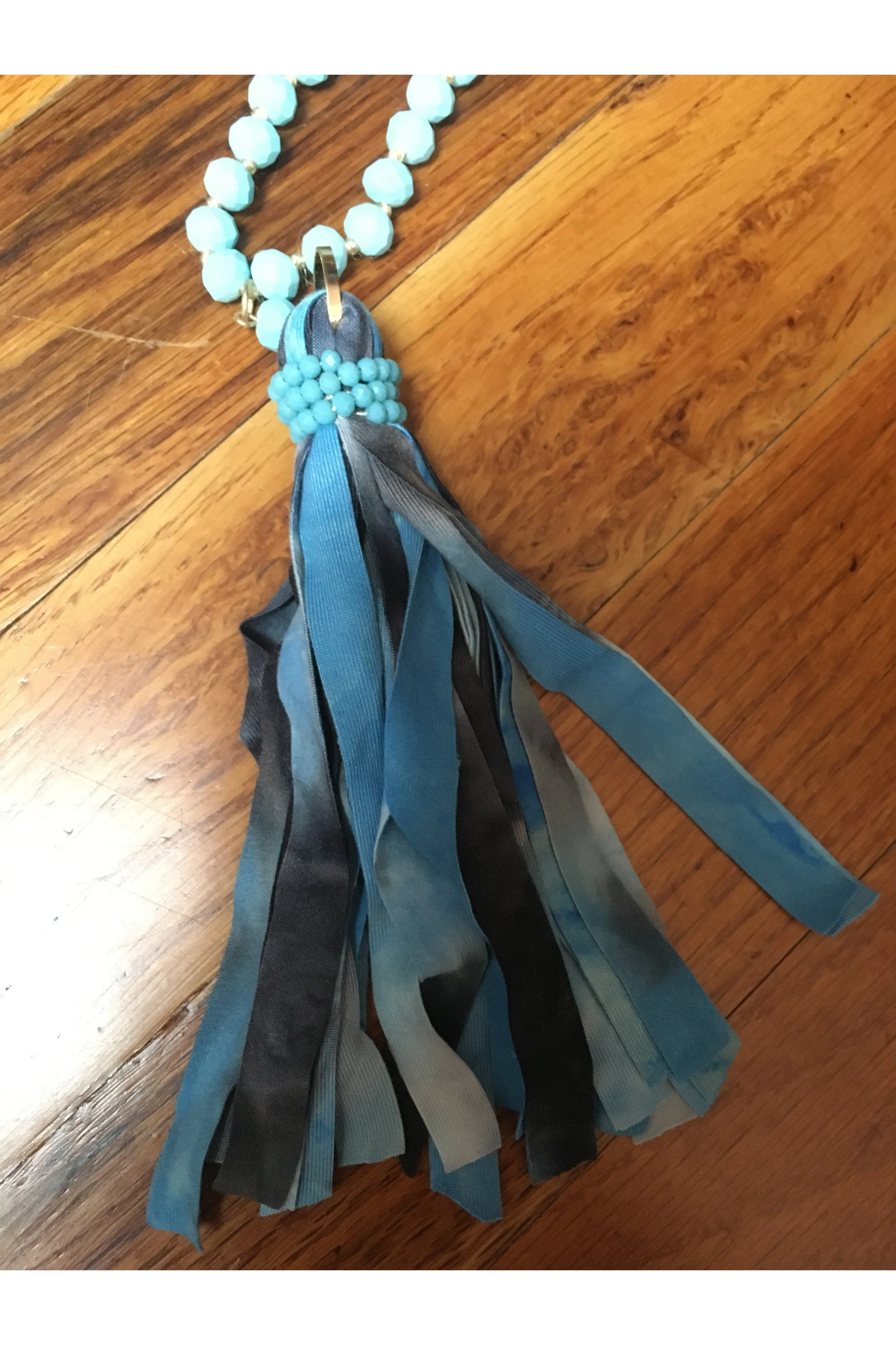 Emma Blue Tie Dye Tassel Necklace