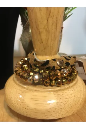 Emma Bronze Faux Leopard Stacked Bracelet