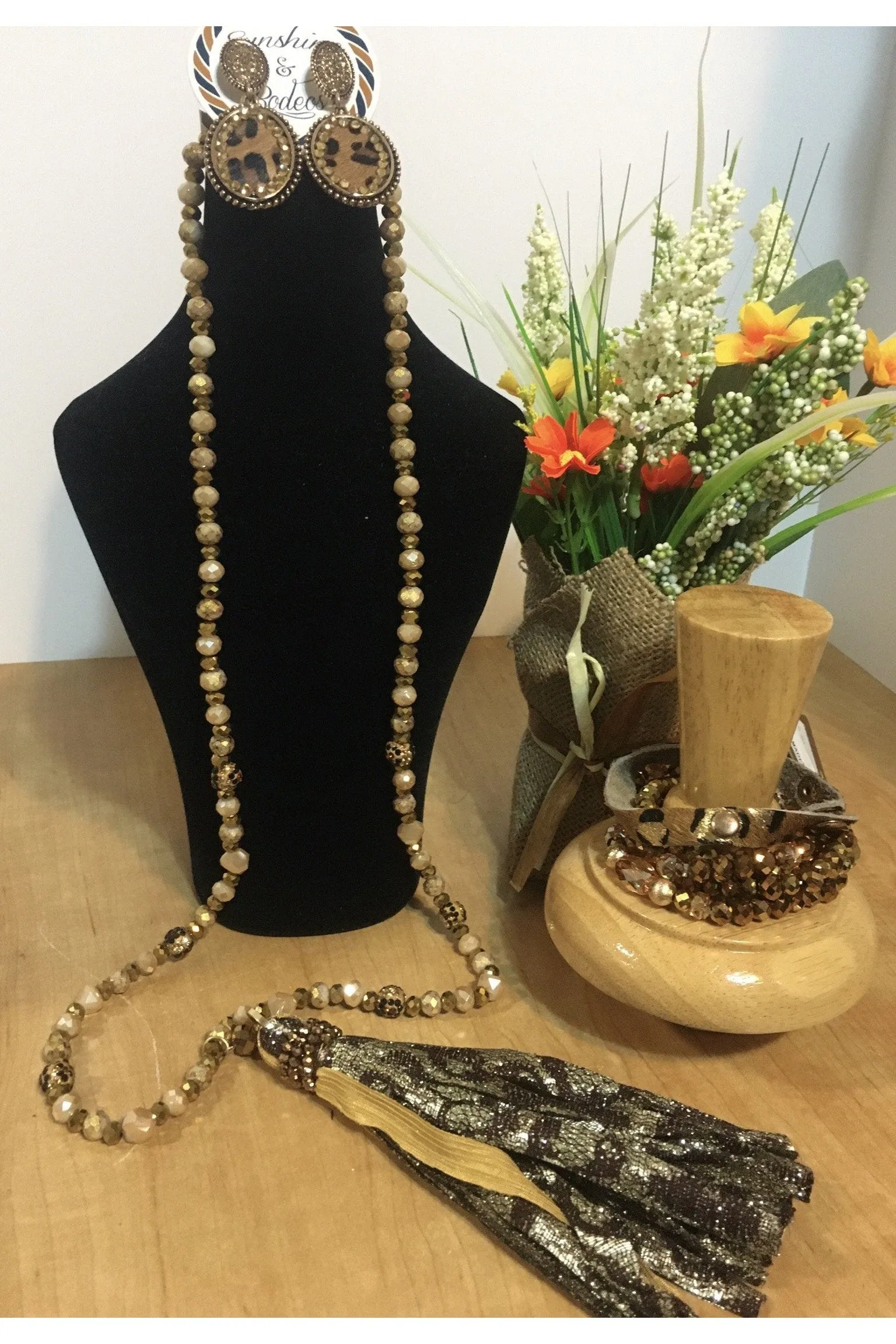Emma Bronze Faux Leopard Stacked Bracelet
