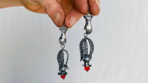 Filigree Pomegranate Earrings. Sterling Silver. Oaxaca, Mexico. Frida Kahlo