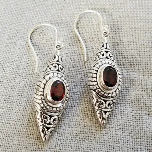 Garnet .925 Sterling Silver Earrings from Bali