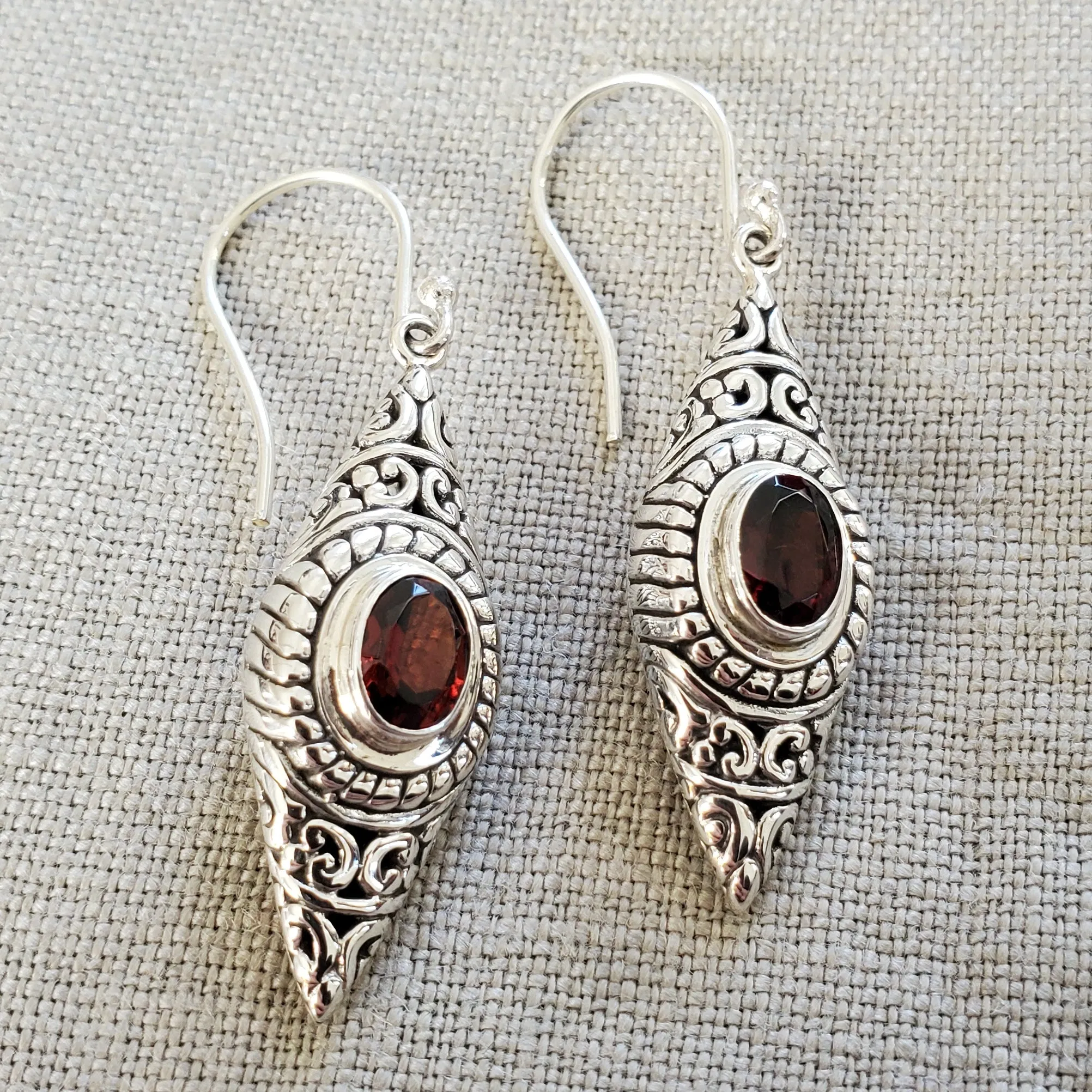 Garnet .925 Sterling Silver Earrings from Bali