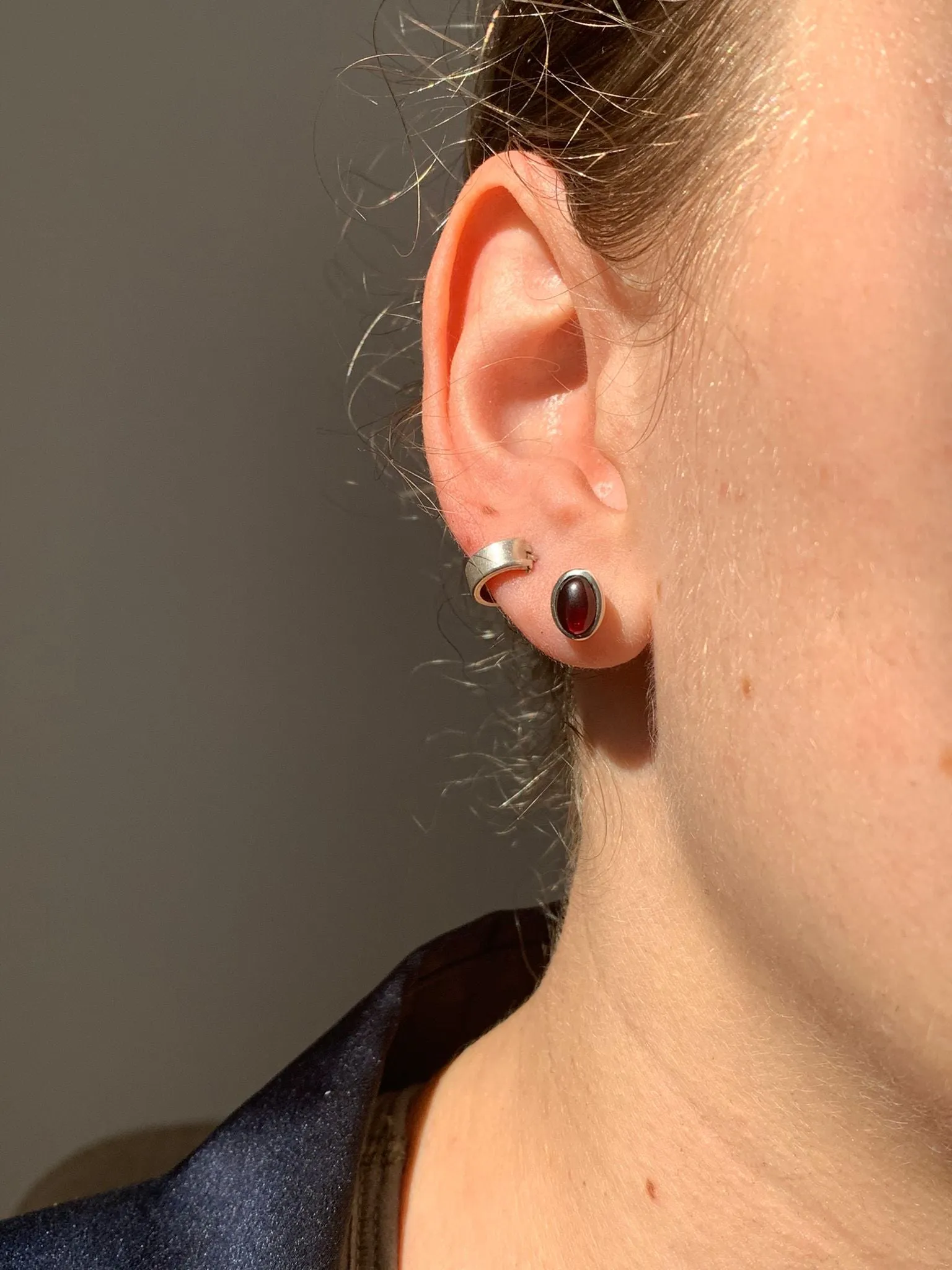 Garnet Naevia Studs - Oval