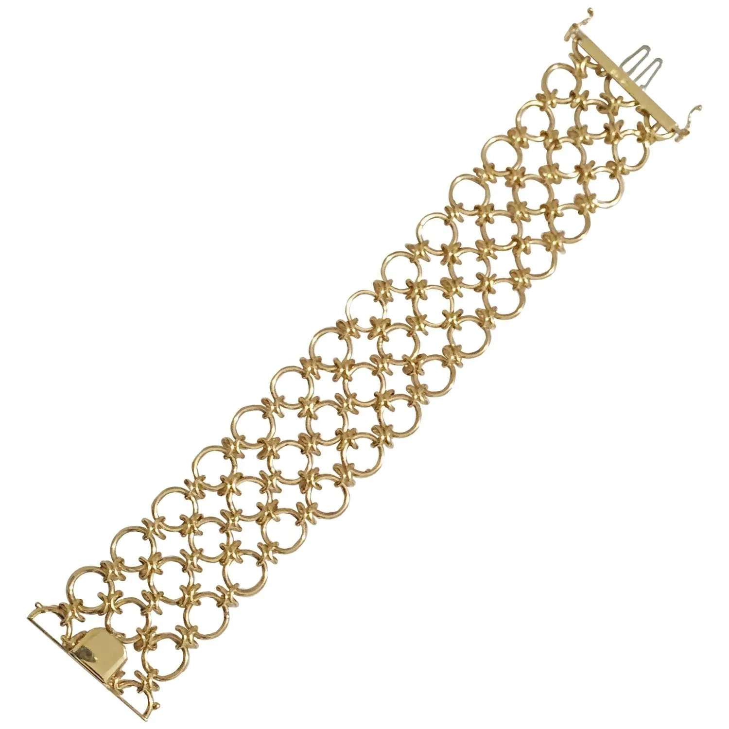 Gold Three Row Circle Bracelet