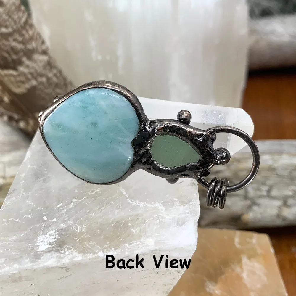 Green Chalcedony   Aventurine Soldered Pendant