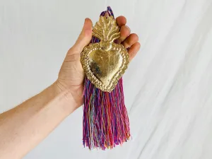 Heart Milagro & Vintage Zinacantan Tassel. Decor