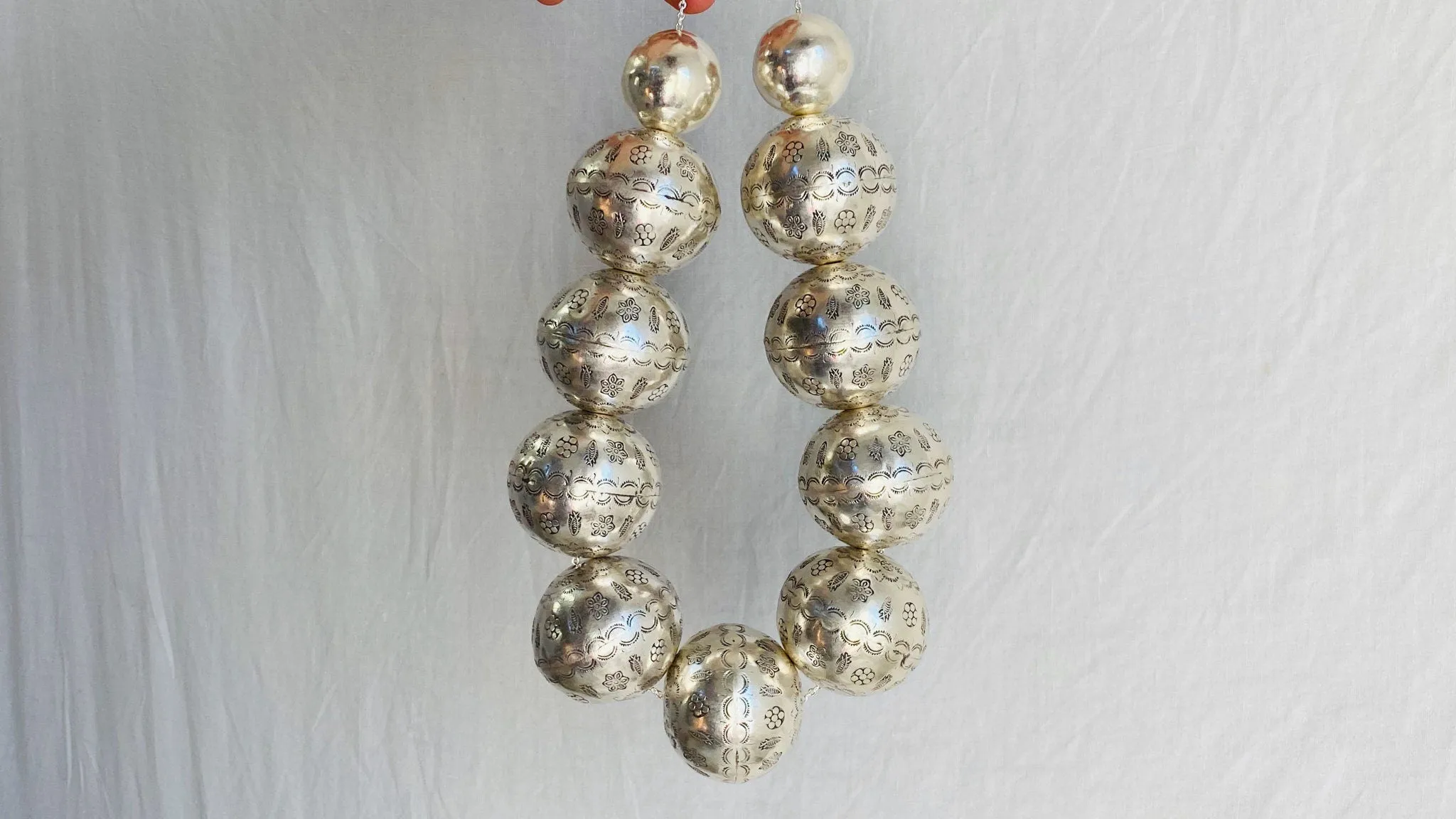 Huge Silver Bead Necklace. Bench Beads. Gorgeous.