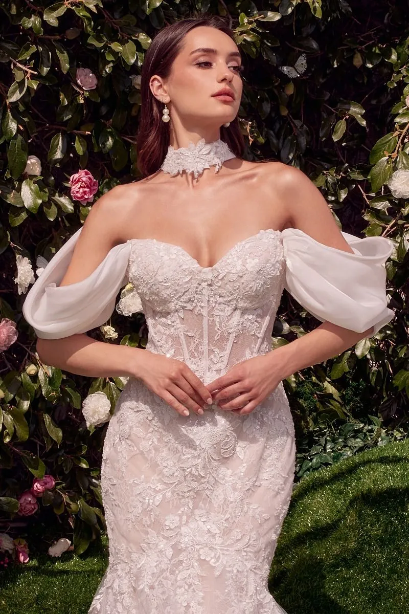 Ladivine WL031 Lace Corset Mermaid Wedding Dress off the Shoulder Bridal Gown Choker