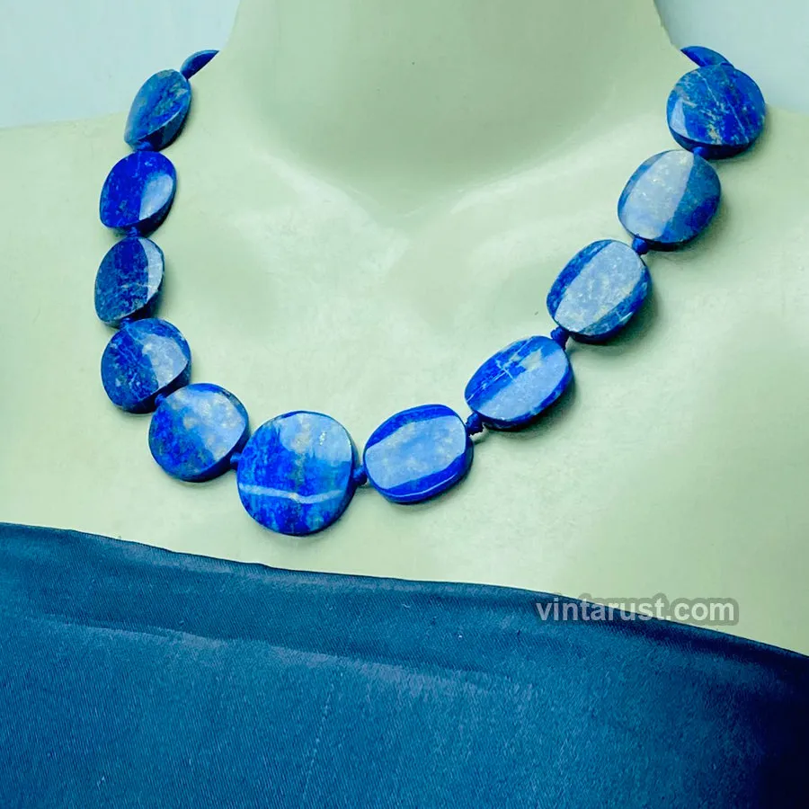 Lapis Lazuli Beaded Stone Choker Necklace