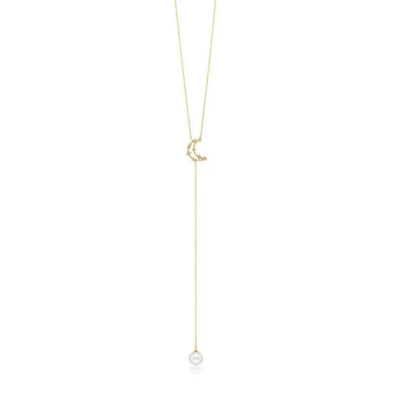 Natural Pearl Moon Tassel Necklace