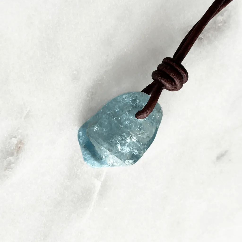 Natural Small Aquamarine Gemstone Pendant Necklace - Inner Serenity