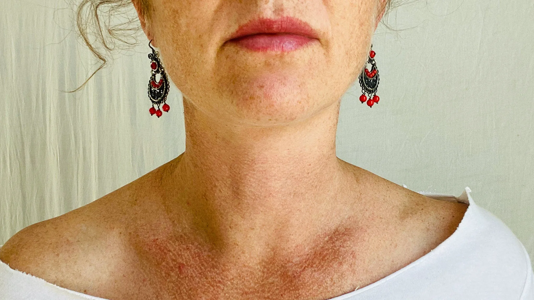 Oaxacan Filigree Earrings with Coral. Sterling Silver. Mexico. Frida Kahlo. 0021