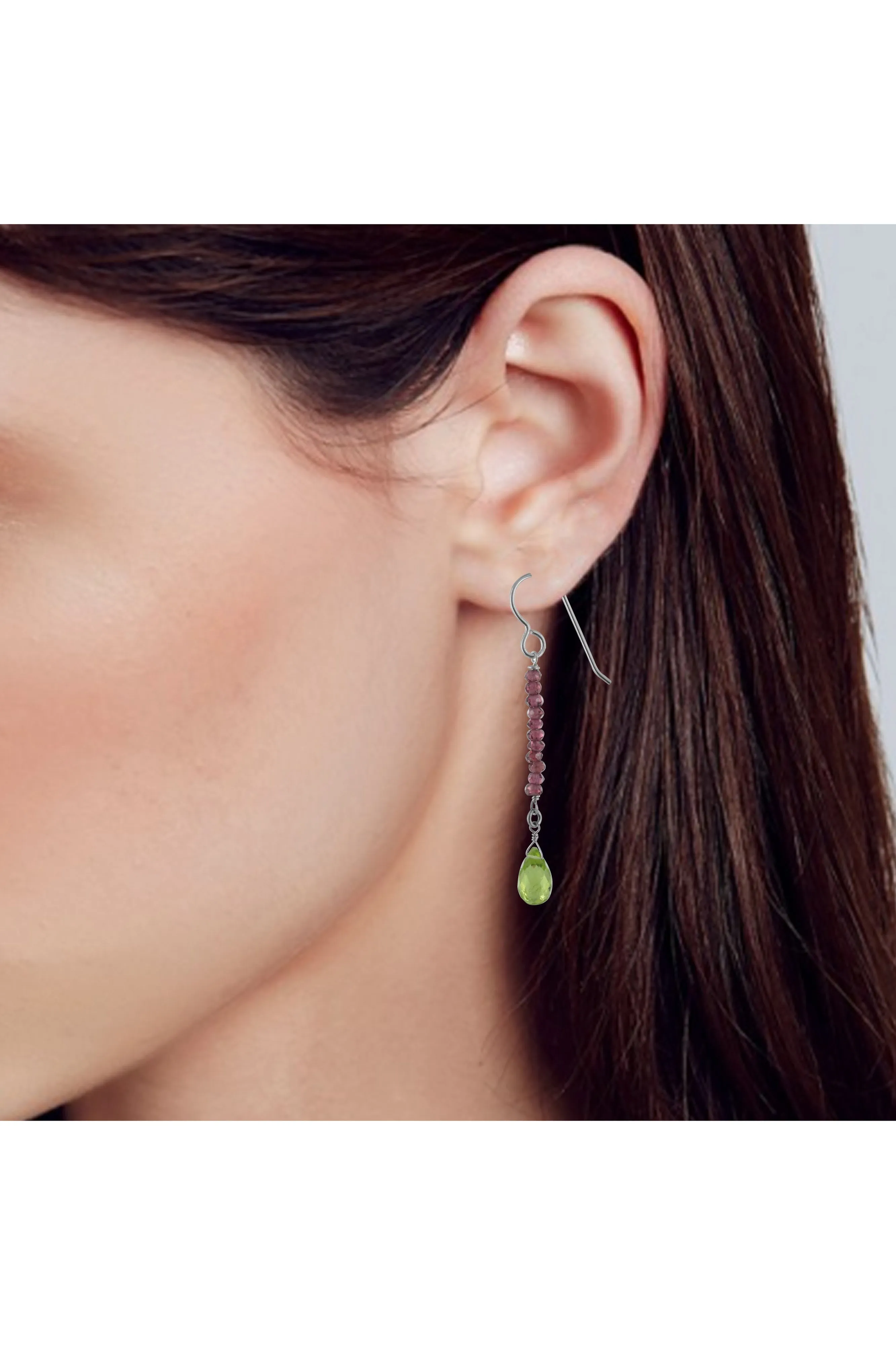 Peridot, Garnet, Green and Red Birthstone Earrings