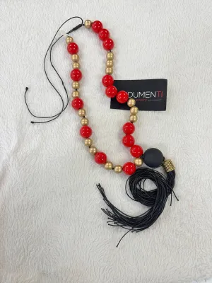 Plus Red & Gold Necklace with Tassel