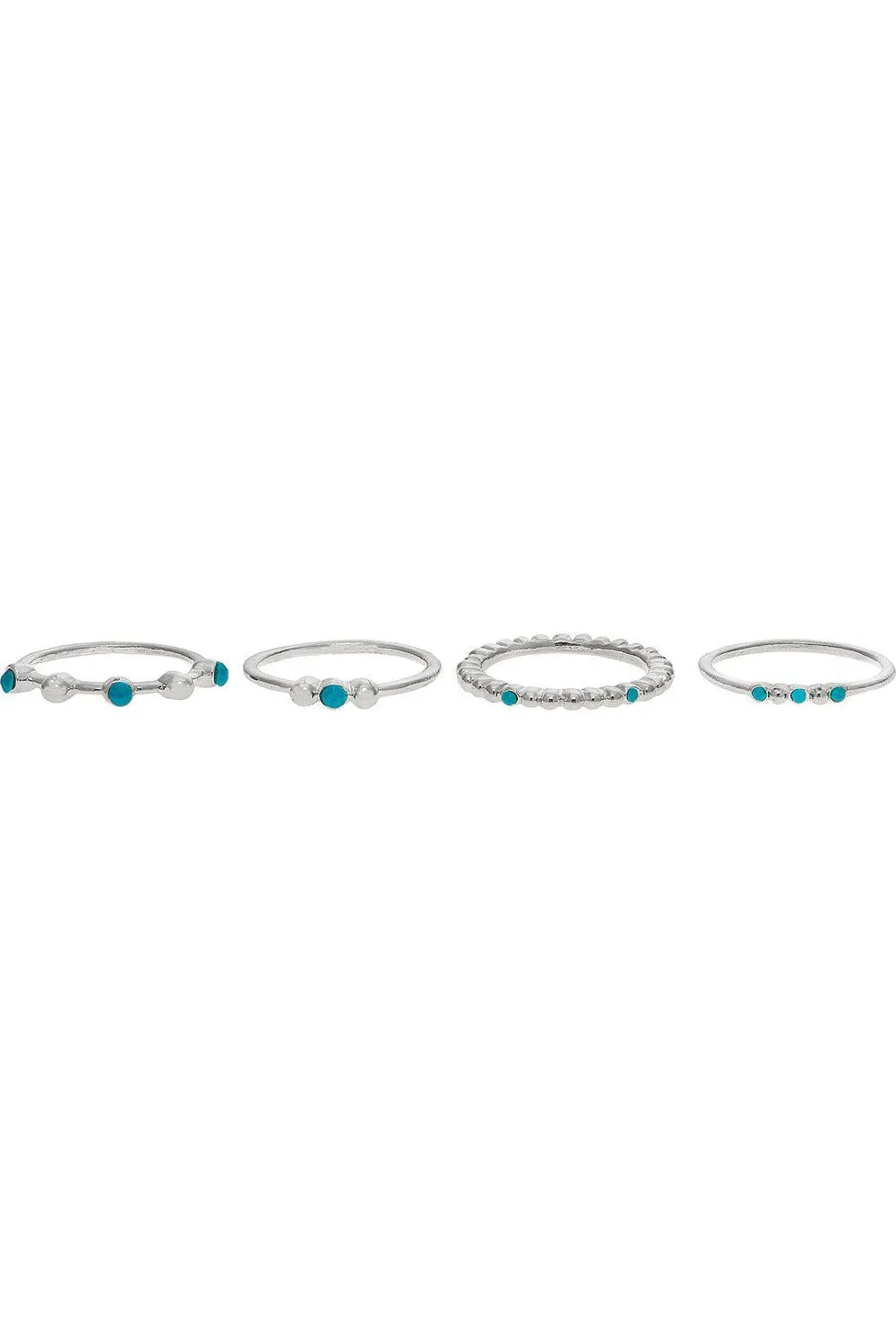 Rain Jewelry Silver Turquoise Four Piece Size 7 Ring Set