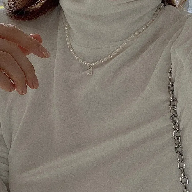 Rice Pearl Chocker Cube Zircon