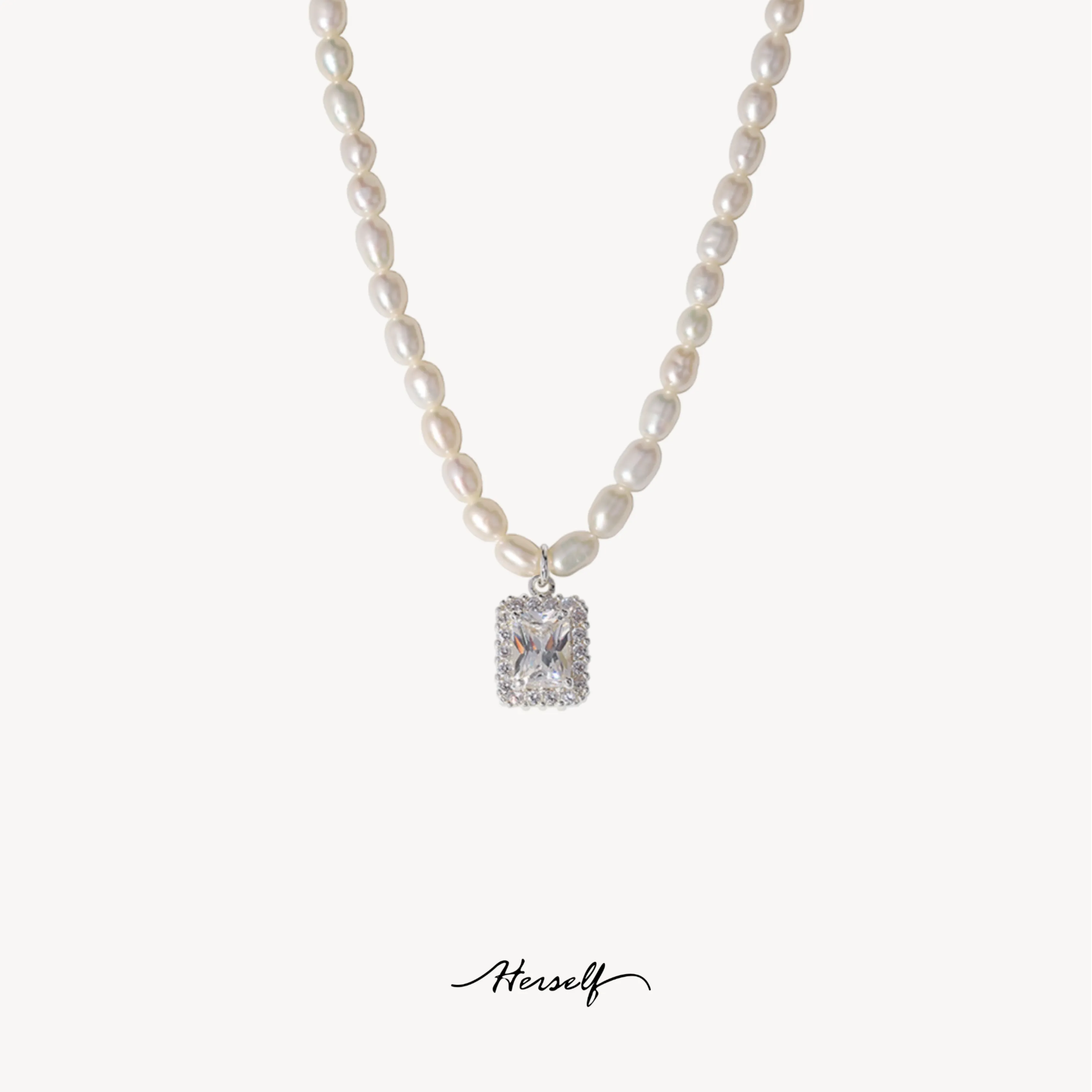 Rice Pearl Chocker Cube Zircon