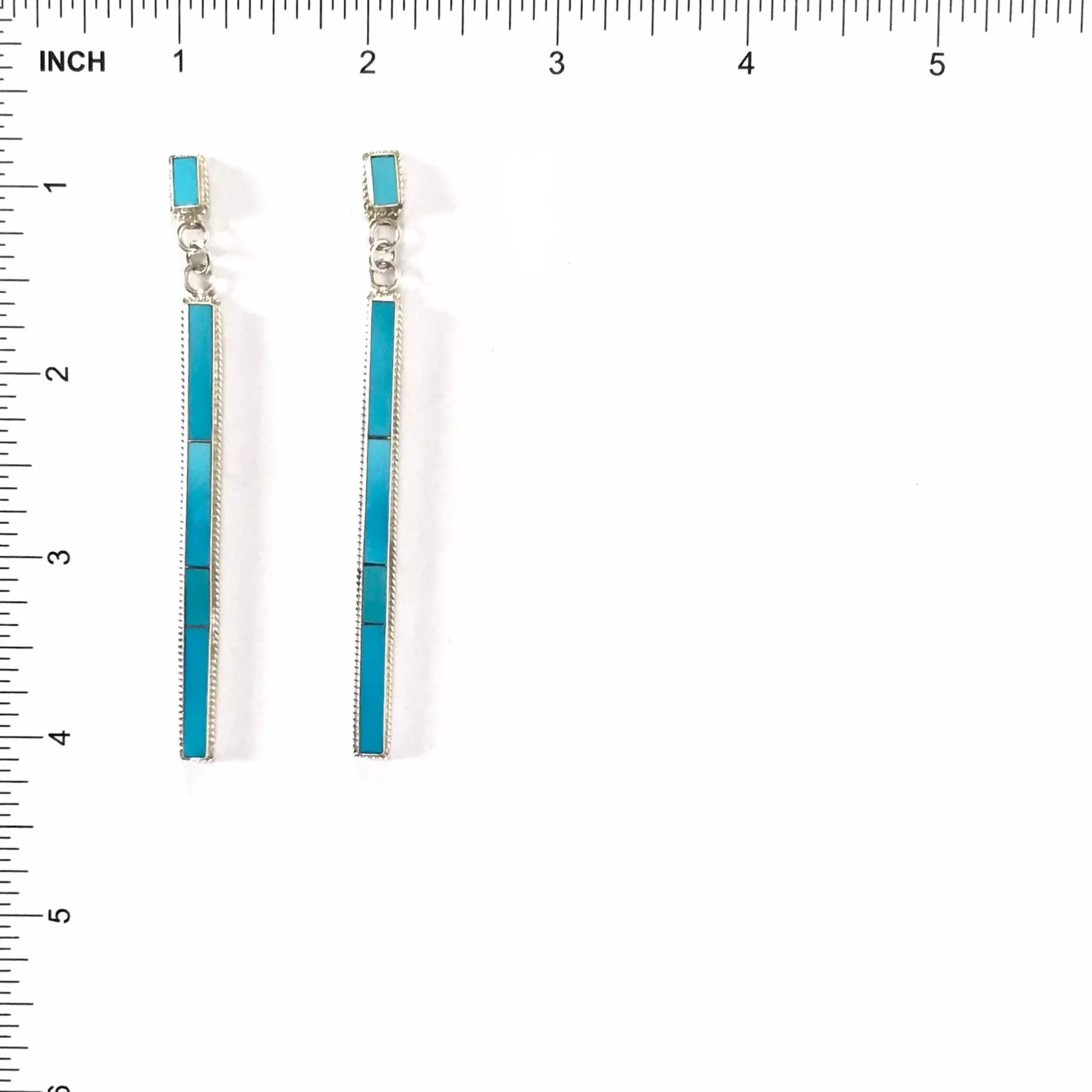 Ricky Booqua Long Channel Inlay Dangle Earrings