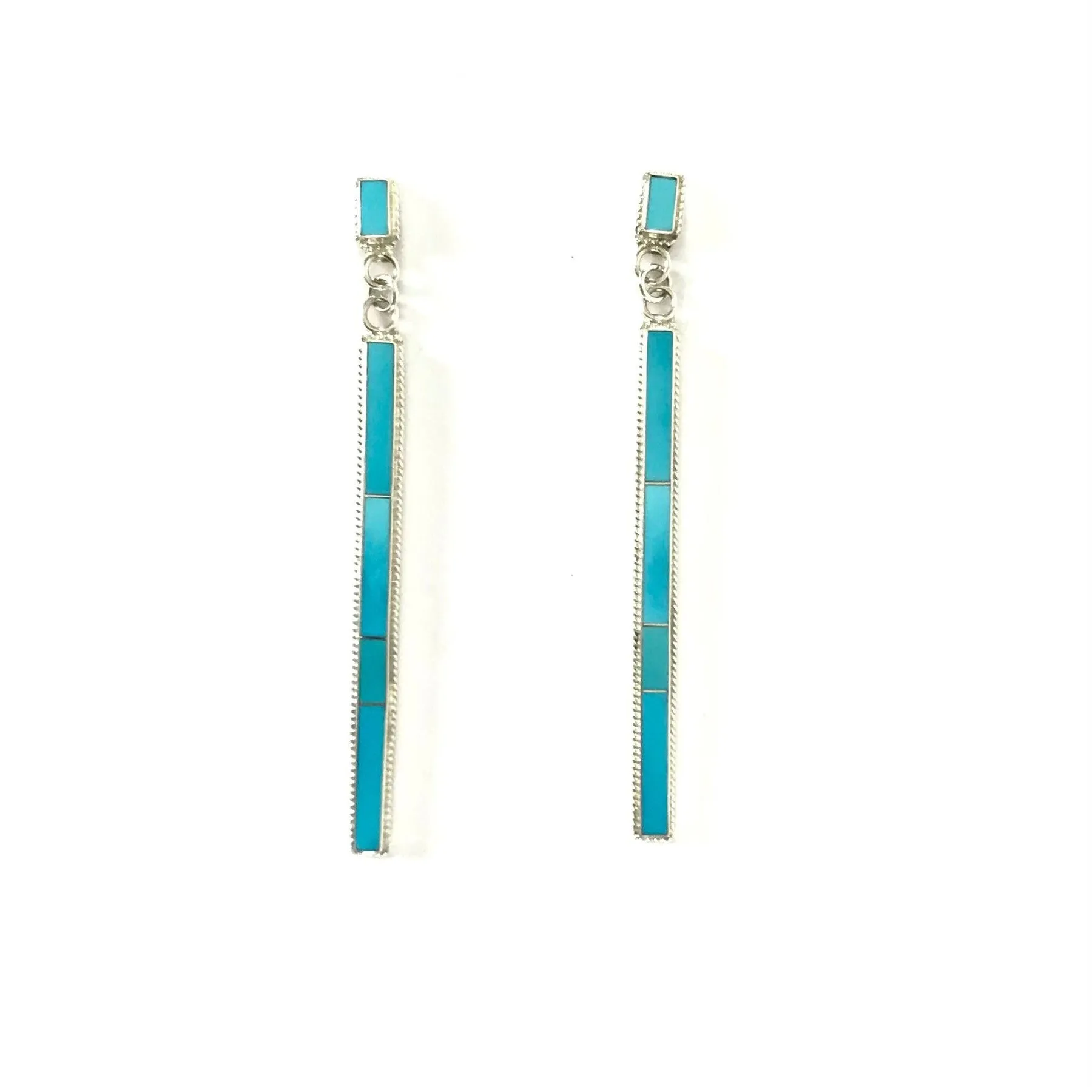 Ricky Booqua Long Channel Inlay Dangle Earrings