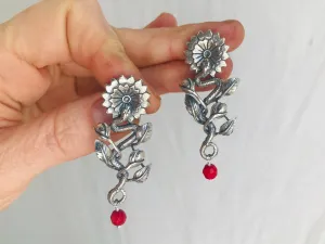 Serpent and Sunflower Hand Cast. Sterling Silver & Coral. Mexico. Frida Kahlo