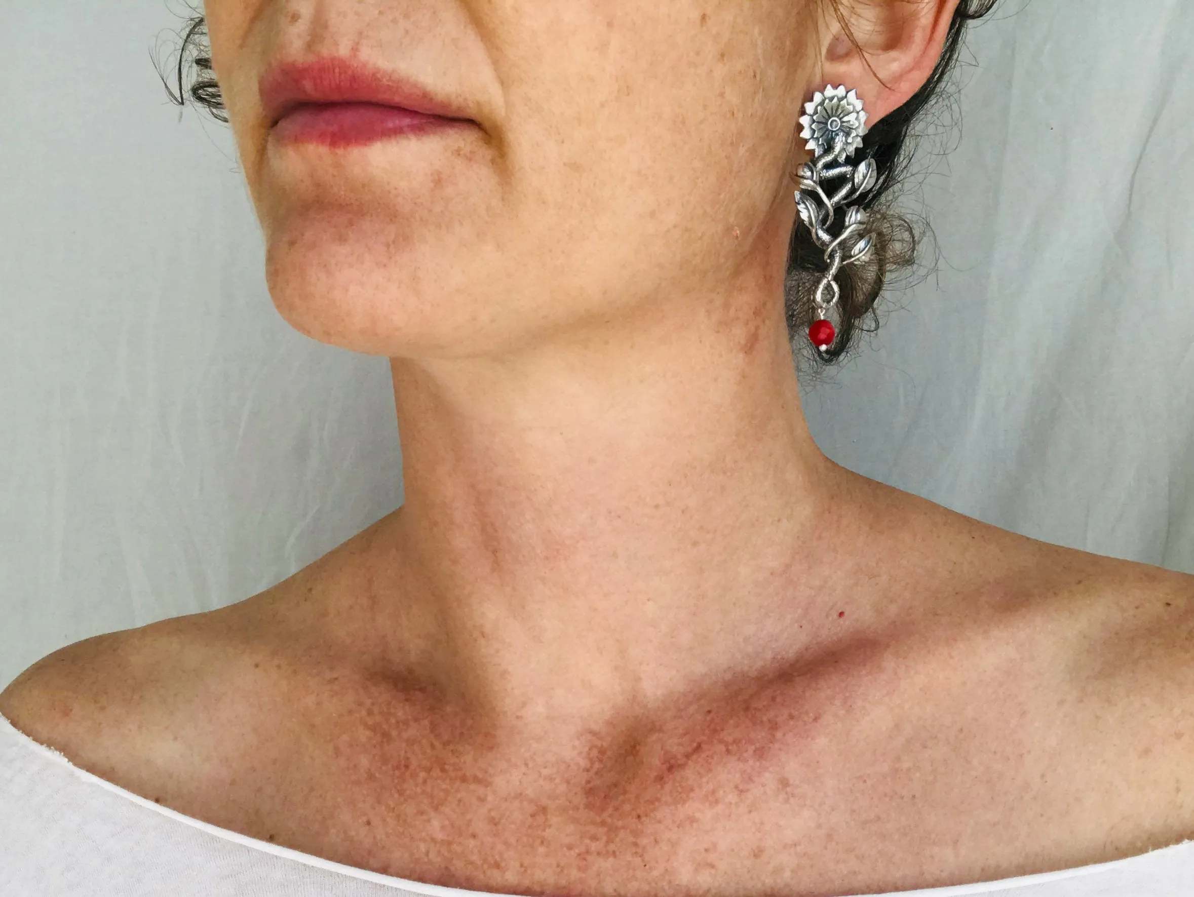 Serpent and Sunflower Hand Cast. Sterling Silver & Coral. Mexico. Frida Kahlo