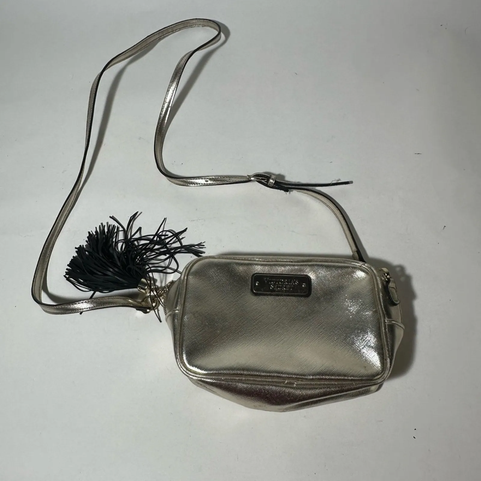 Silver Crossbody Bag with Tassel