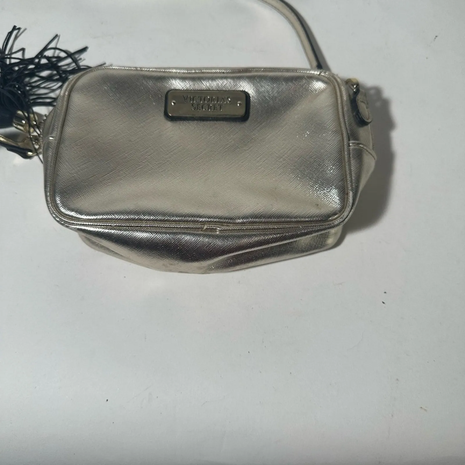 Silver Crossbody Bag with Tassel