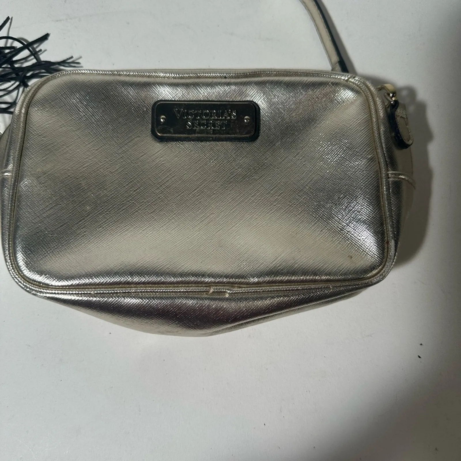 Silver Crossbody Bag with Tassel
