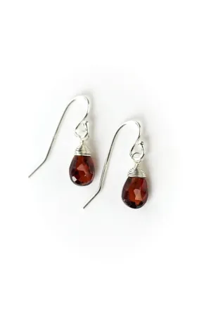 Silver Garnet Briolette Earrings