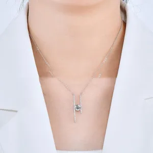 Sterling Silver Fairy Asymmetric Moissanite Micro-inlaid All-match Fashion Sweater Necklace