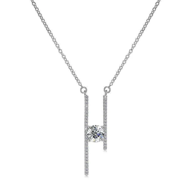 Sterling Silver Fairy Asymmetric Moissanite Micro-inlaid All-match Fashion Sweater Necklace
