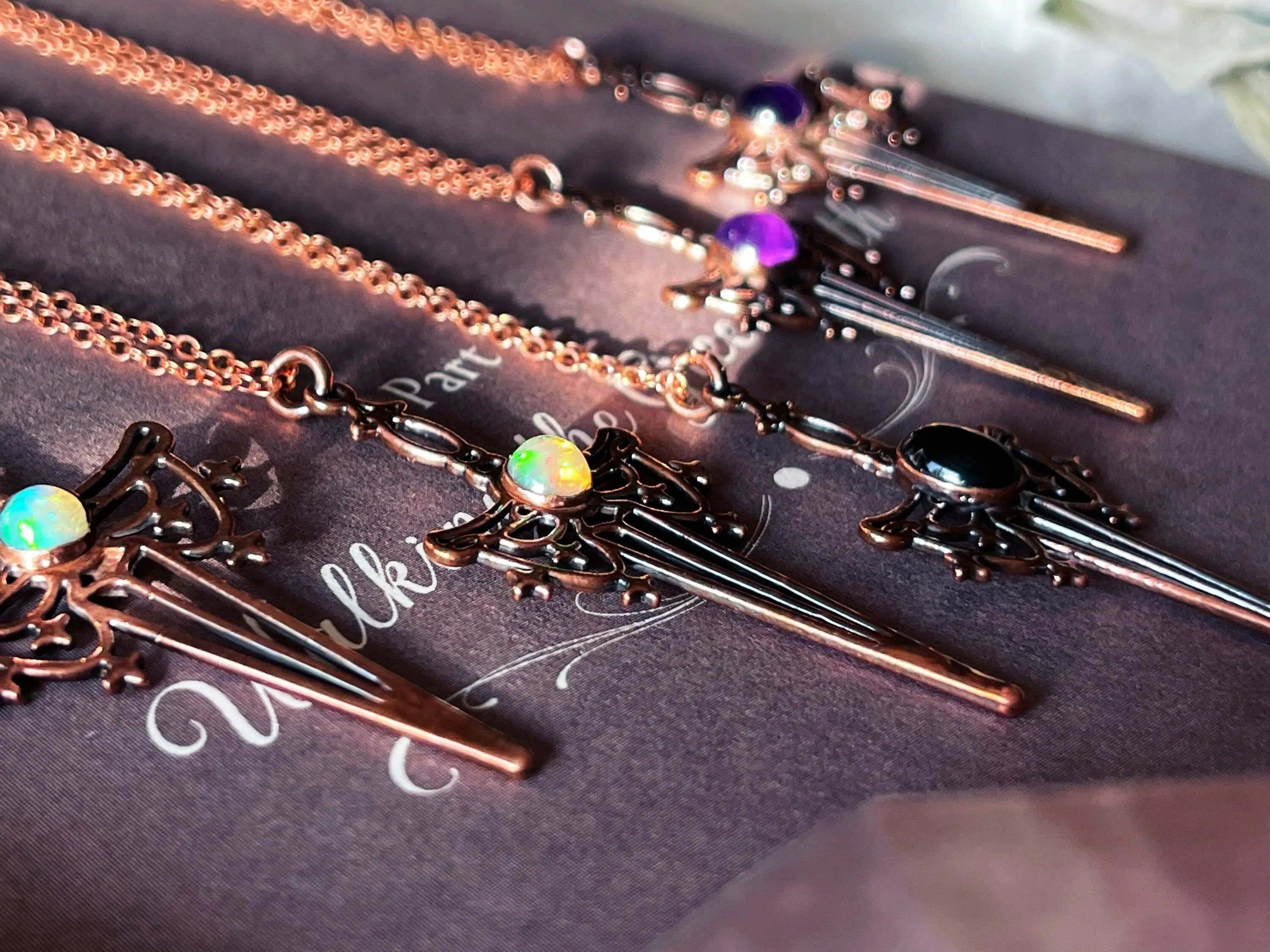 Sword with crystal stone necklace