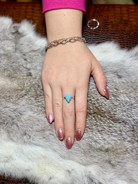 The Dainty Turquoise & Sterling Silver Teardrop Ring