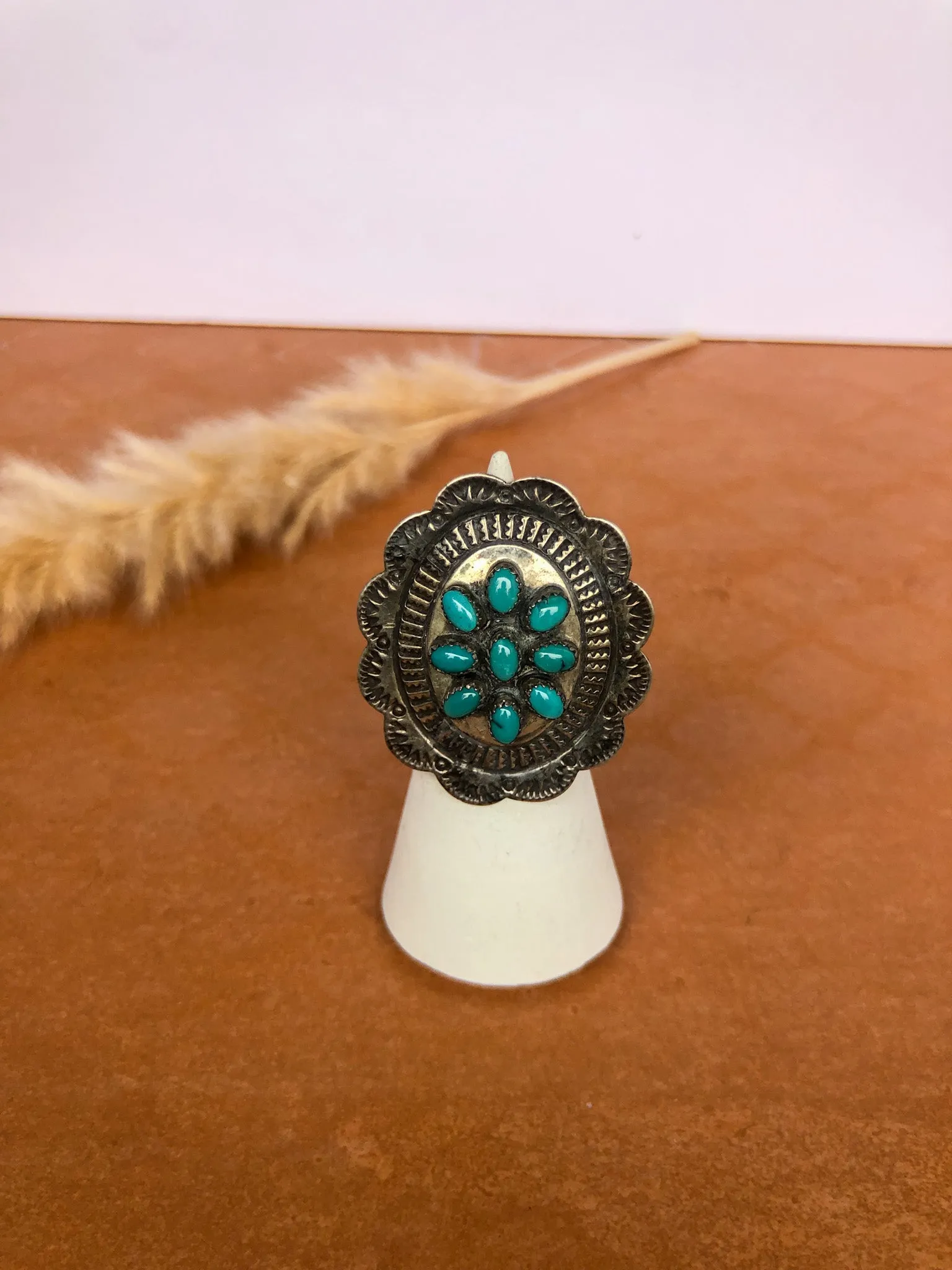 Turquoise Concho Ring Size 6.75