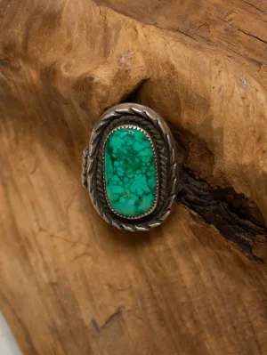 Vintage Antique Navajo Sterling Silver   Oblong Turquoise Ring