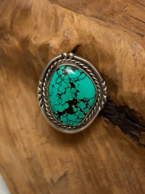 Vintage Antique Navajo Sterling Silver   Organic Turquoise Ring Size 10