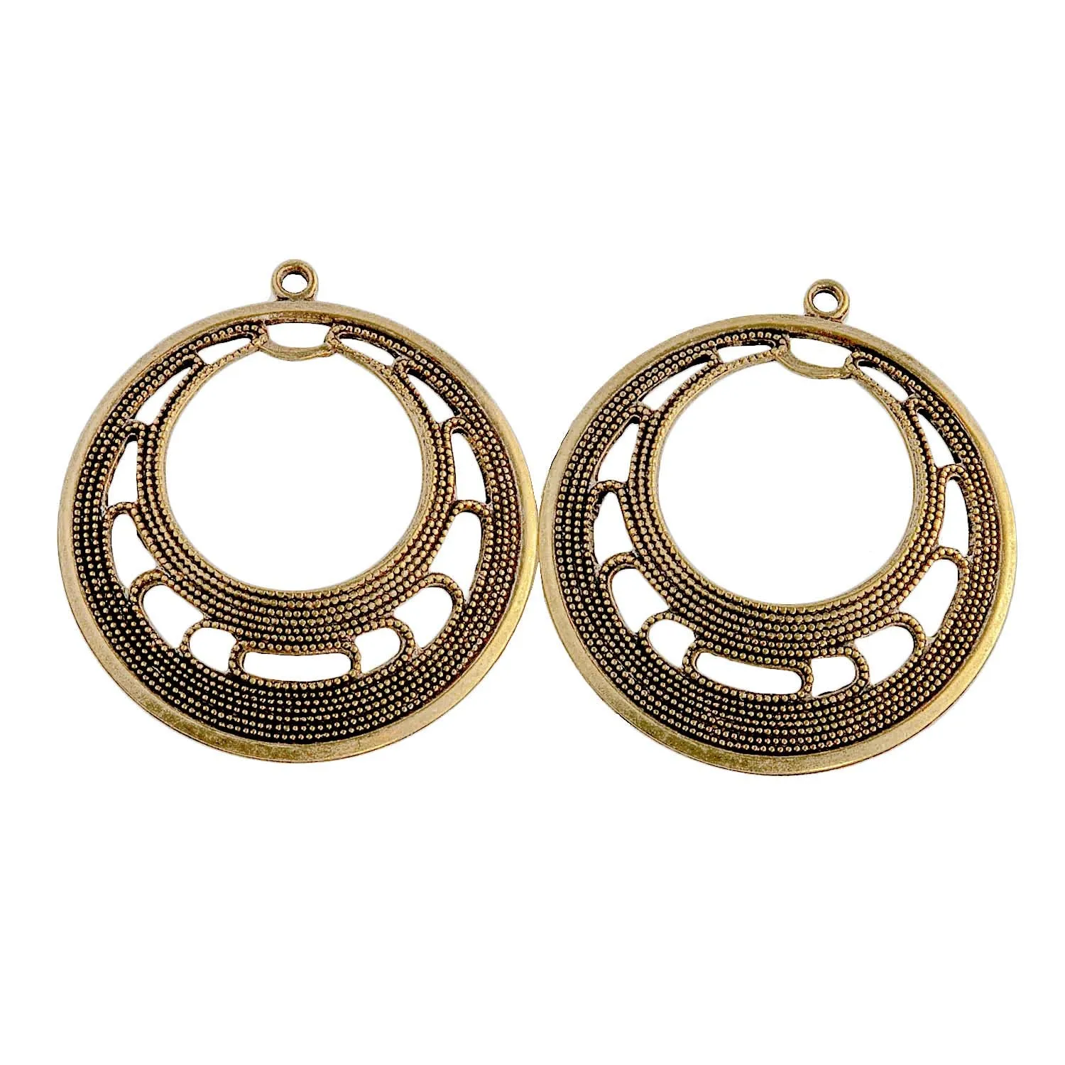 Vintage brass filigree hoop. 30mm. Pkg. of 2. b9-0736