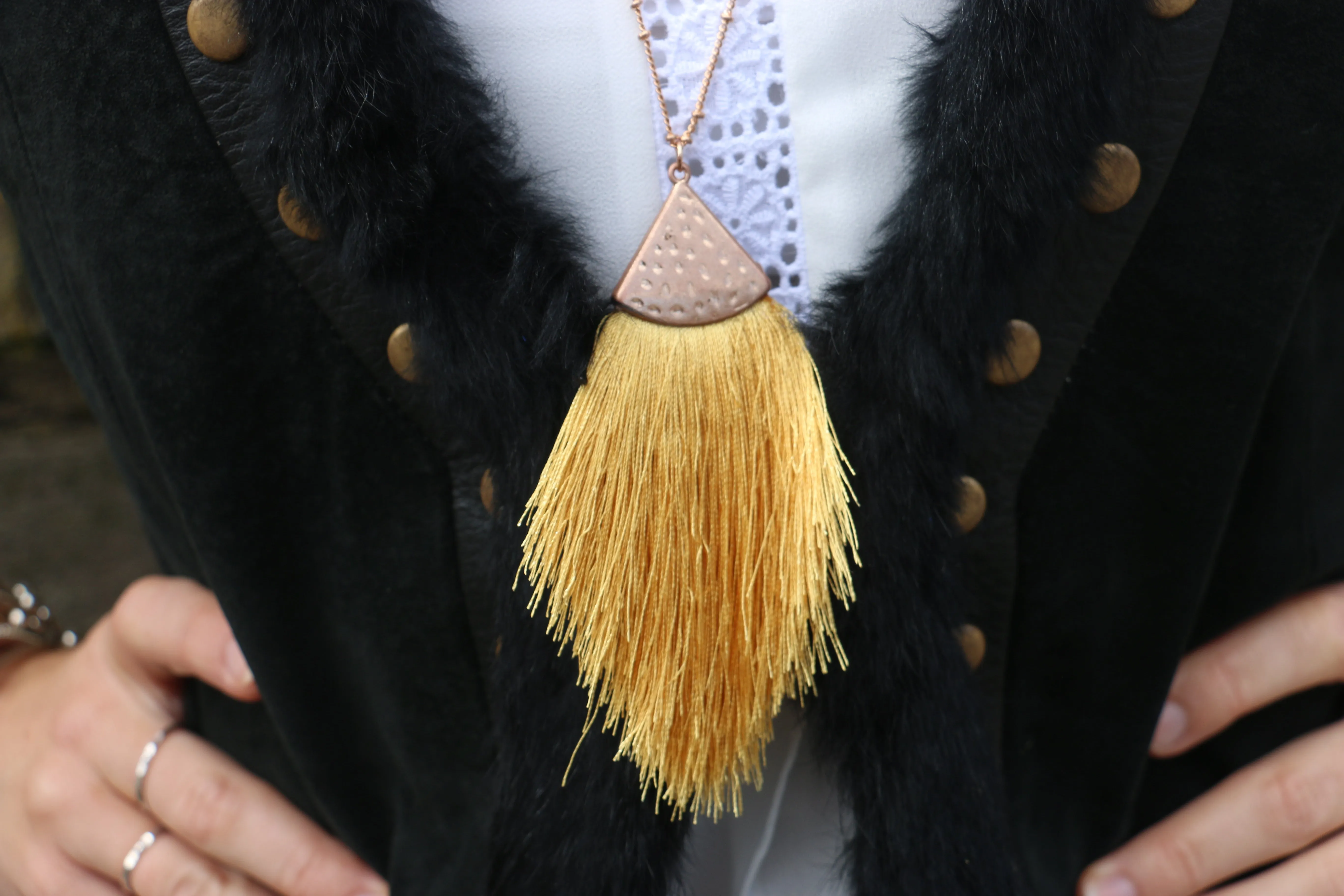 Yellow Tassel Necklace