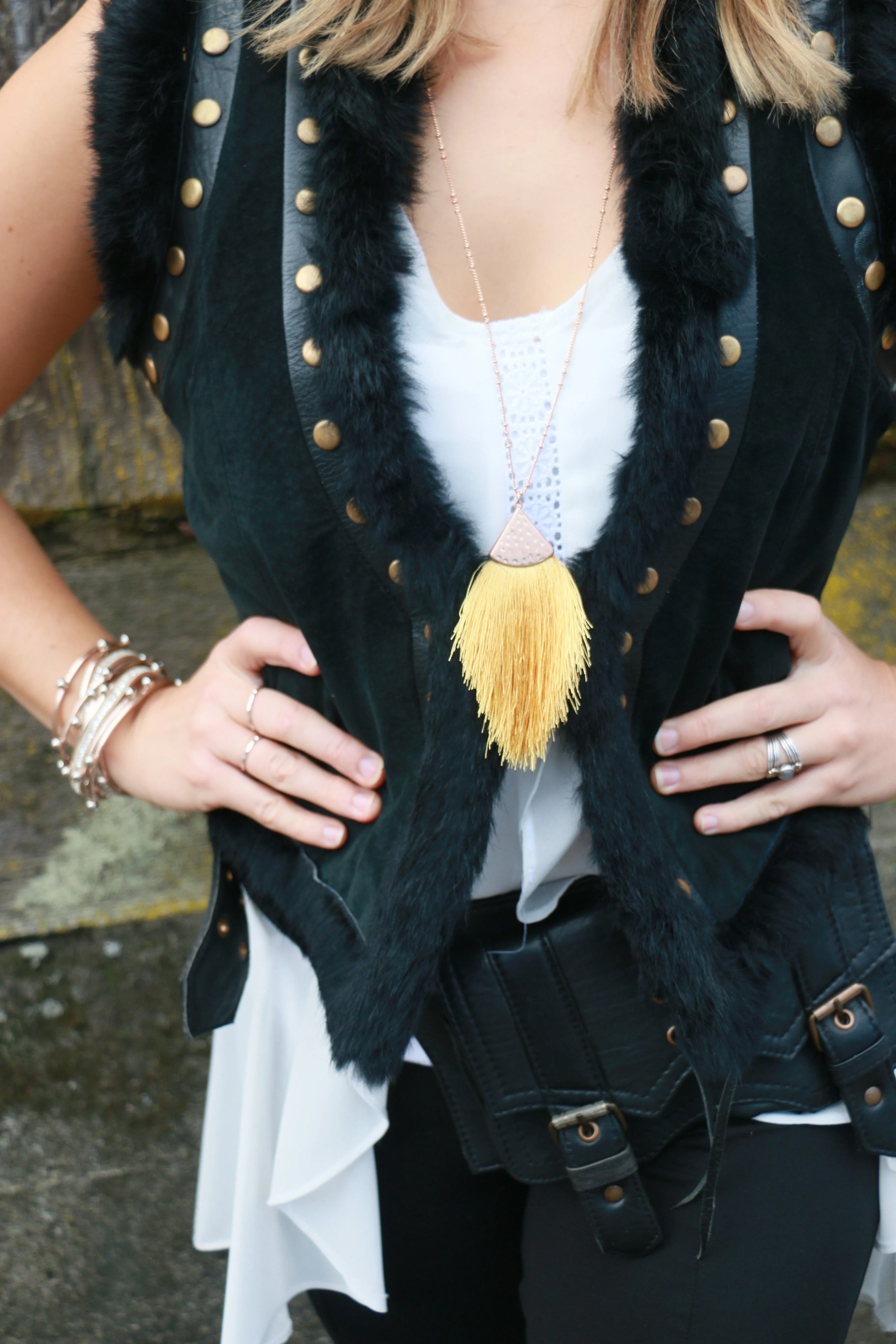 Yellow Tassel Necklace
